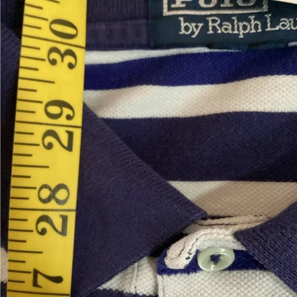 Ralph Lauren Men's Navy and White Striped Polo Shirt Size XL - Picture 9 of 10
